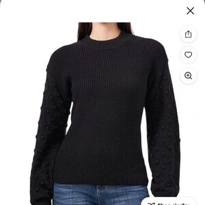 Vince Camuto Black Textured Crew Neck Sweater
